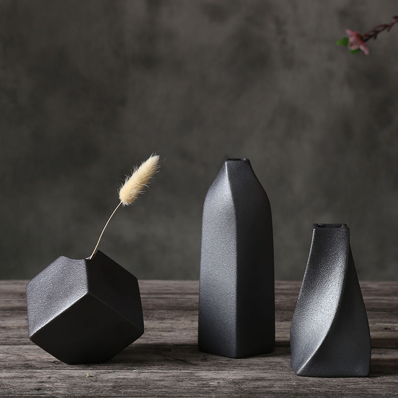 Ceramic Flower Vase Porcelain Black