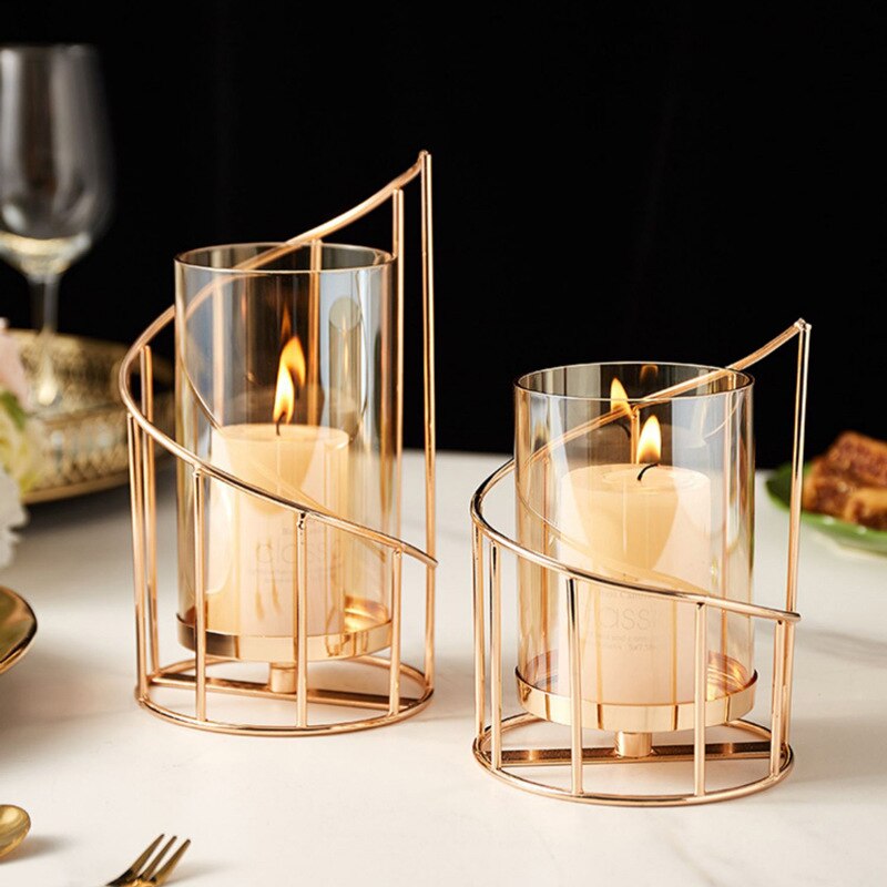 Metal Glass Candle Holder