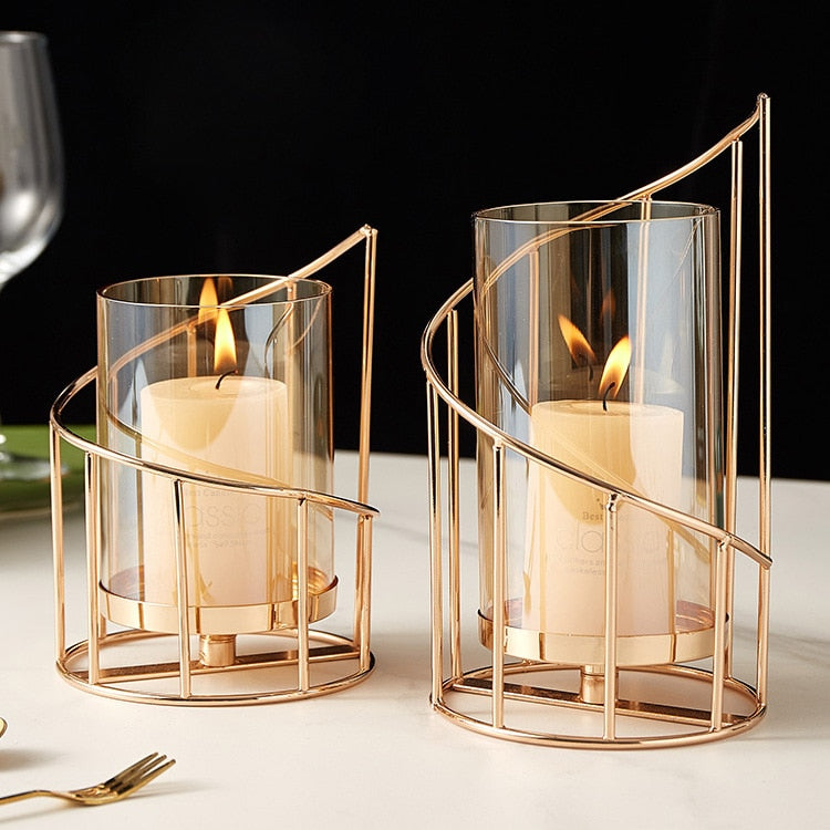 Metal Glass Candle Holder