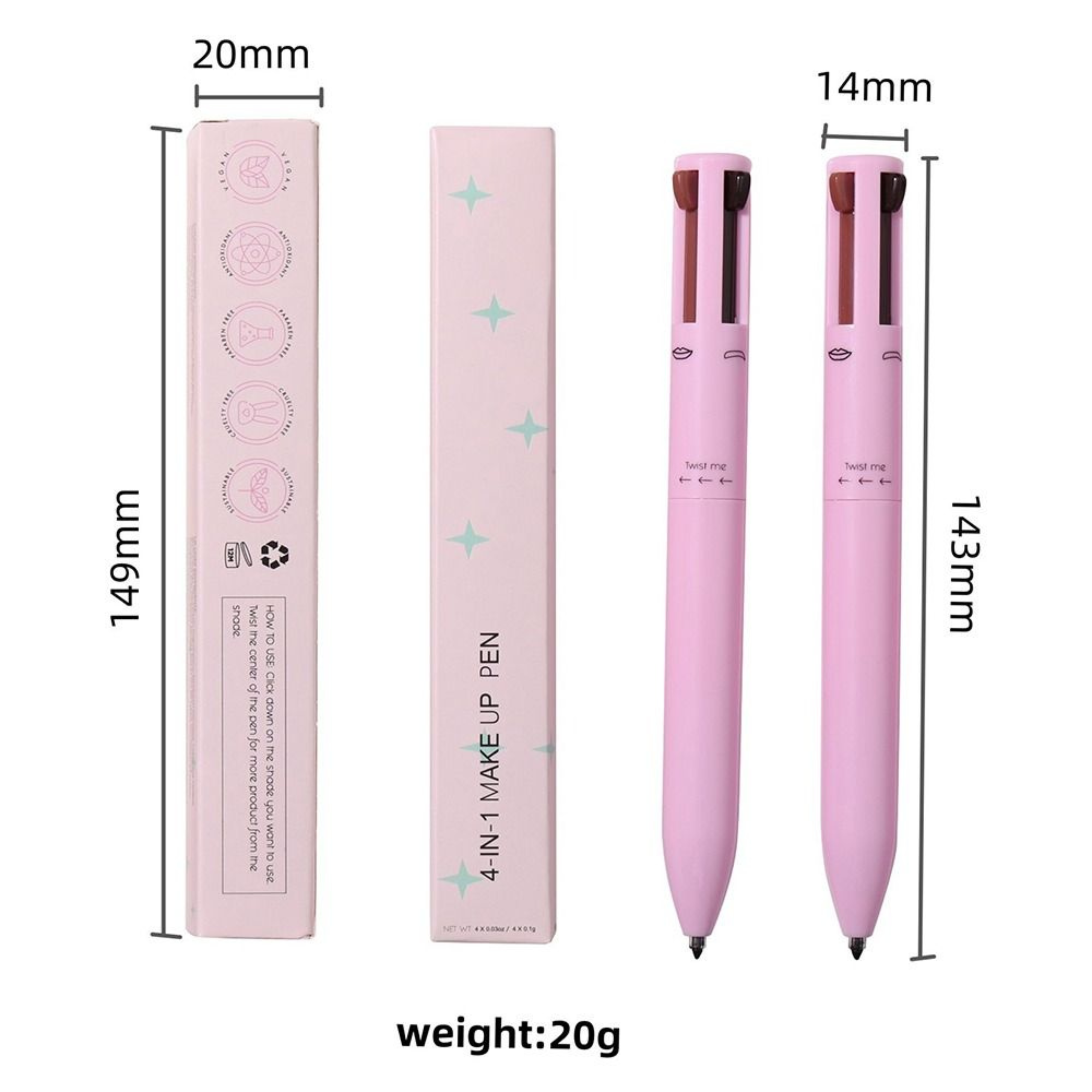 Multi-effect 4 In 1 Eyeliner Eyebrow Pencil Contour Pen