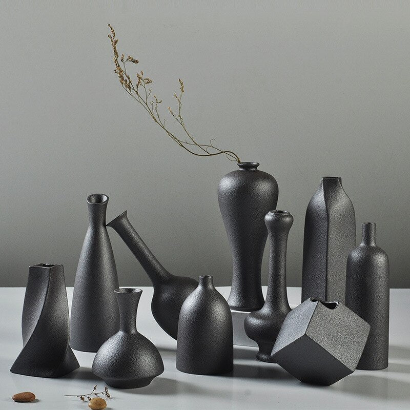 Ceramic Flower Vase Porcelain Black